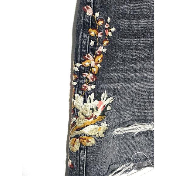 Abercrombie Denim Jean Skirt 24 Fairy Grunge Floral Whimsigoth Distressed Boho - Picture 3 of 9
